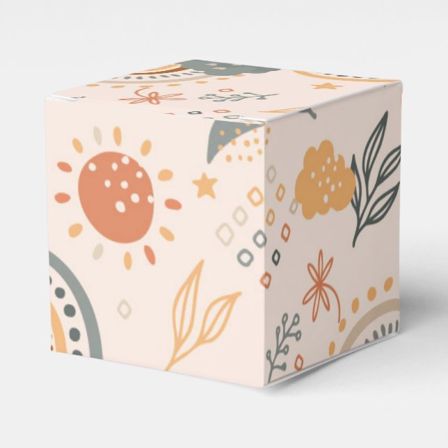 Caja Para Regalos Patrón de sol de nubes de lluvia, tonos de tierra (Costado Anverso)