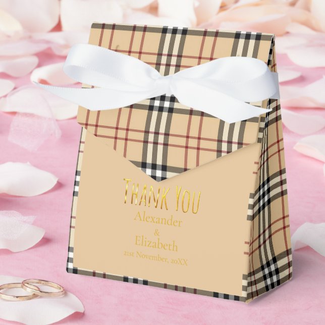 Caja Para Regalos Patrón de tartán escocés personalizado de agradeci (Boda)