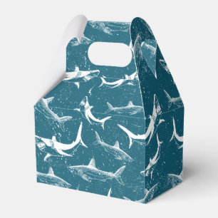 Caja Para Regalos Patrón de tiburón azul angustiado