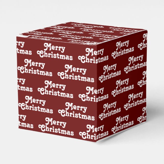 Caja Para Regalos Patrón de tipografía de maroon de navidad (Costado Anverso)