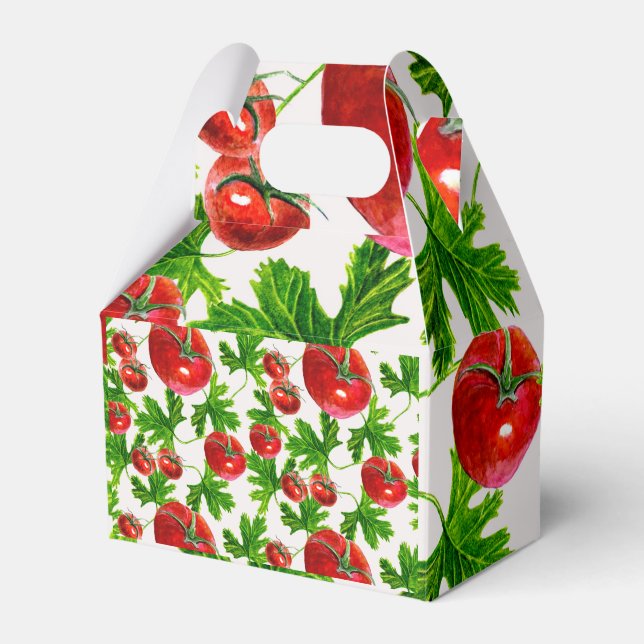 Caja Para Regalos Patrón de Tomate con Hojas (Front Side)