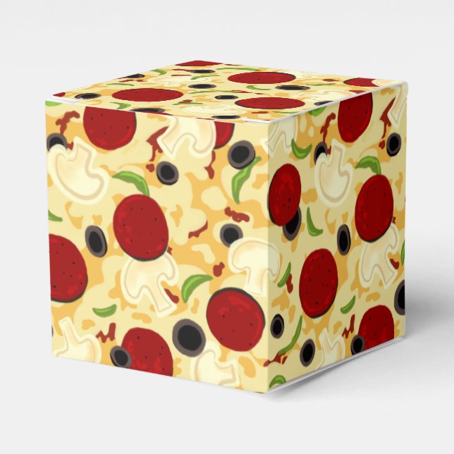 Caja Para Regalos Patrón de topes de pizza (Costado Anverso)