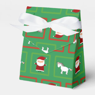 Caja Para Regalos Patrón de unicornios verdes santa claus