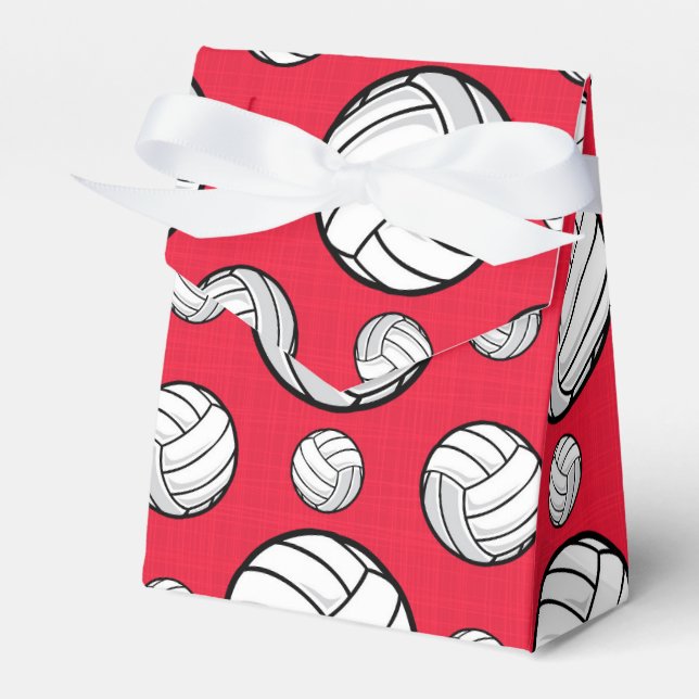 Caja Para Regalos Patrón de voleibol rojo y blanco escarlata (Front Side)