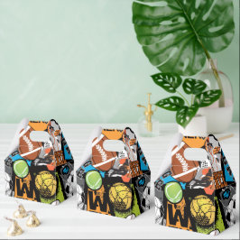 Caja Para Regalos Patrón Deportivo Con Balones