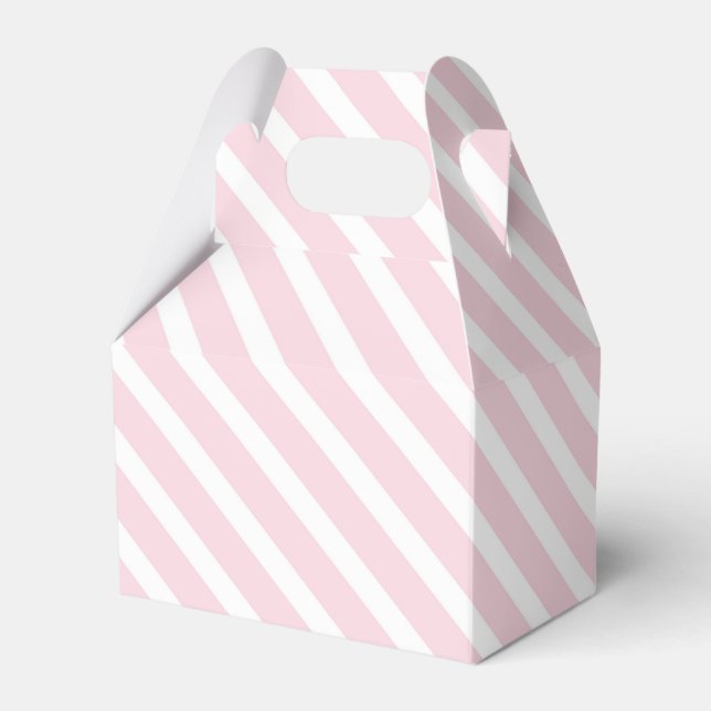 Caja Para Regalos Patrón diagonal rayado rosa y blanco (Front Side)