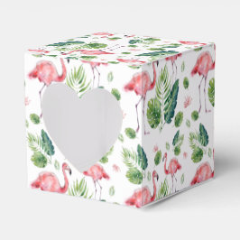 Caja Para Regalos Patrón elegante de hojas tropicales Flamingo rosa