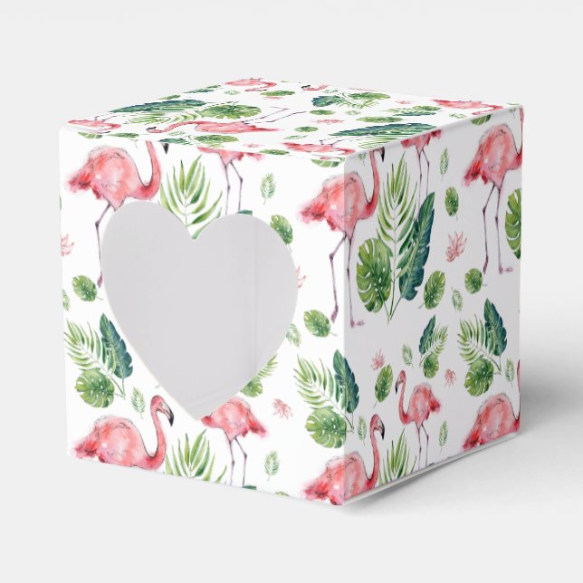 Caja Para Regalos Patrón elegante de hojas tropicales Flamingo rosa (Anverso)