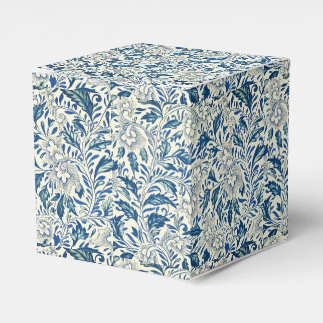 Caja Para Regalos Patrón floral azul Diseño antiguo asiático (Costado Anverso)