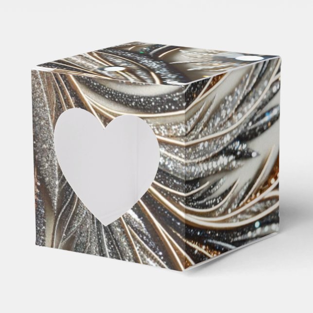 Caja Para Regalos Patrón floral brillante con piedra gemela (Anverso)