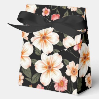 Caja Para Regalos Patrón floral brillante sobre negro