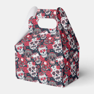 Caja Para Regalos Patrón floral de cráneo rojo
