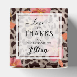 Caja Para Regalos Patrón floral de estampado de leopardo