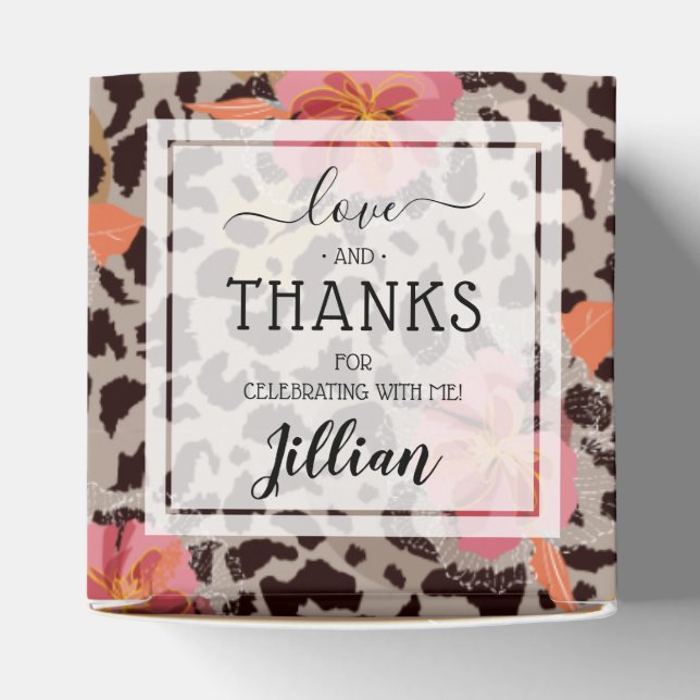 Caja Para Regalos Patrón floral de estampado de leopardo (Parte superior)