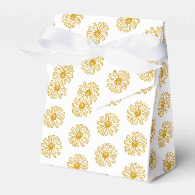 Caja Para Regalos Patrón floral de margarita dorada (Front Side)
