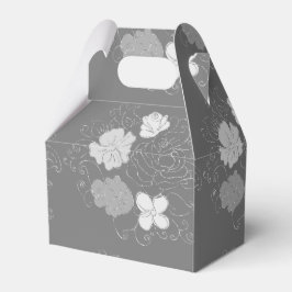 Caja Para Regalos Patrón floral gris y blanco moderno