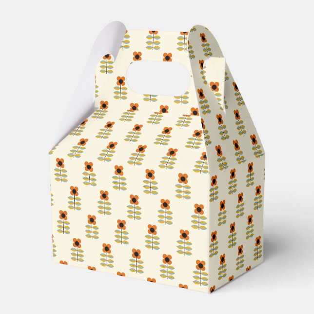 Caja Para Regalos Patrón floral Naranja inspirado en Escandinavia (Front Side)
