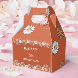 Caja Para Regalos Patrón floral Pastel Rosa y Naranja Daisy