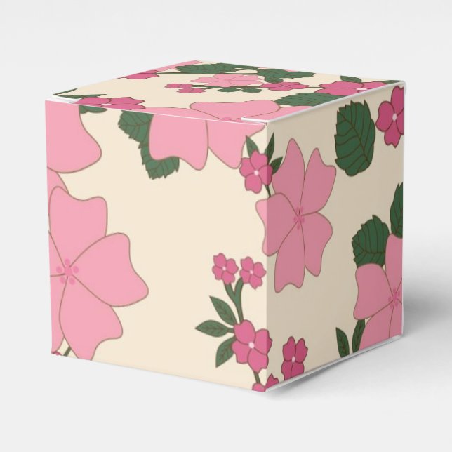 Caja Para Regalos Patrón floral rosa (Costado Anverso)