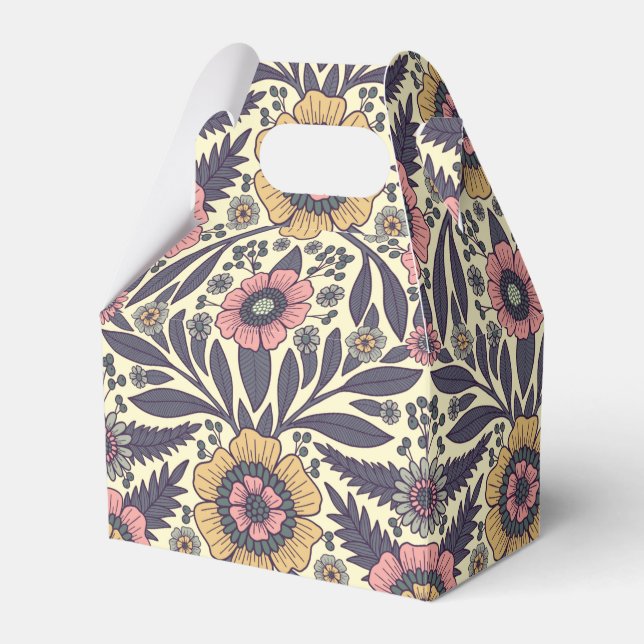 Caja Para Regalos Patrón floral rosa y azul sin problemas (Front Side)