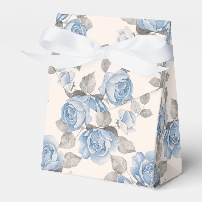 Caja Para Regalos Patrón floral. Rosas azules de época (Front Side)