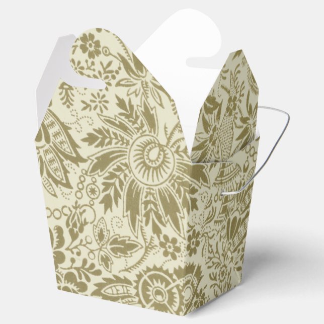 Caja Para Regalos Patrón floral Sage verde Damasco antiguo (Abierto)