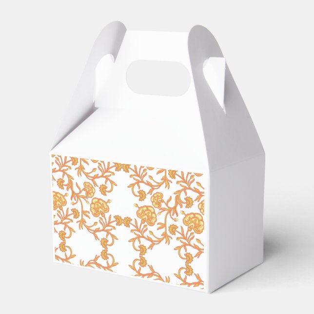 Caja Para Regalos Patrón floral simétrico con motivos naranjas (Front Side)