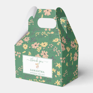 Caja Para Regalos Patrón floral verde boho moderno