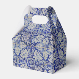 Caja Para Regalos Patrón floral vintage azul y blanco mediterráneo