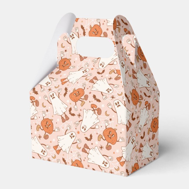 Caja Para Regalos Patrón Fun Retro Ghost & Jack-O-Lantern (Front Side)