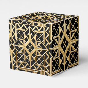 Caja Para Regalos Patrón geométrico dorado Art Déco