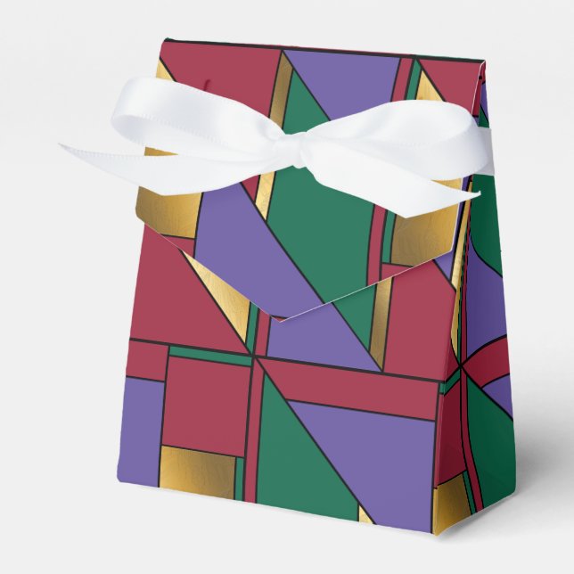 Caja Para Regalos Patrón geométrico oro Púrpura rojo verde (Front Side)