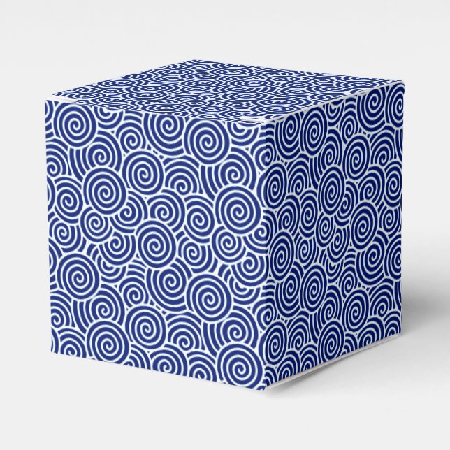 Caja Para Regalos Patrón giratorio japonés - azul marino y blanco (Costado Anverso)