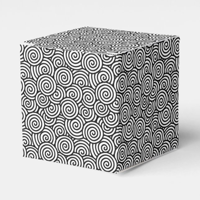 Caja Para Regalos Patrón giratorio japonés - blanco y negro (Costado Anverso)