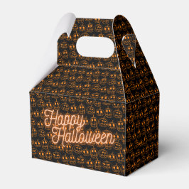 Caja Para Regalos Patrón Halloween de calabazas naranjas
