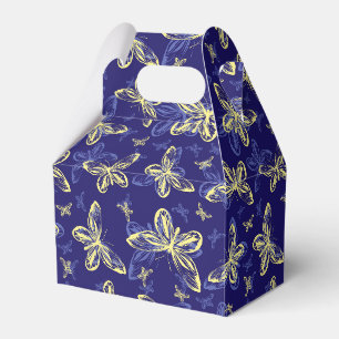 Caja Para Regalos Patrón ilustrado de mariposa azul y amarilla