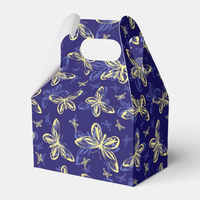 Caja Para Regalos Patrón ilustrado de mariposa azul y amarilla (Front Side)