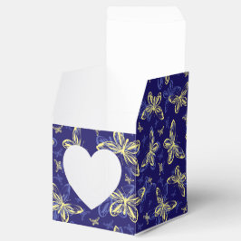 Caja Para Regalos Patrón ilustrado de mariposa azul y amarilla