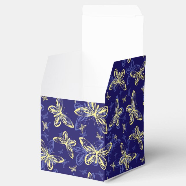 Caja Para Regalos Patrón ilustrado de mariposa azul y amarilla (Abierto)