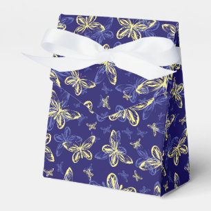 Caja Para Regalos Patrón ilustrado de mariposa azul y amarilla