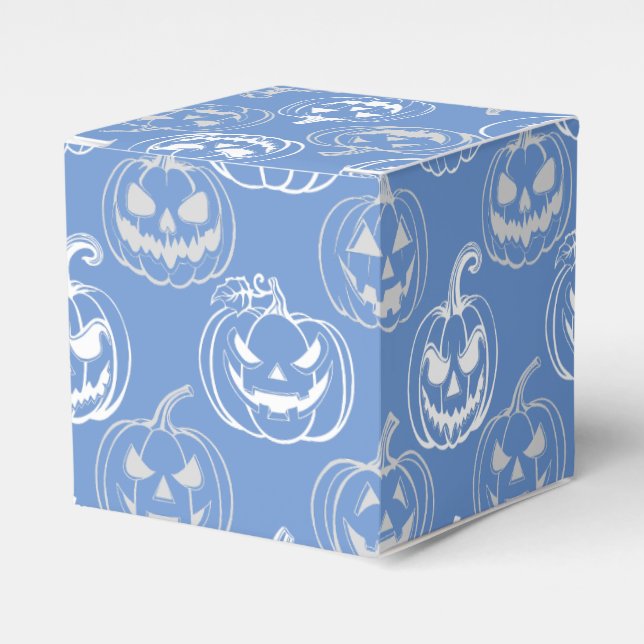 Caja Para Regalos Patrón Jack-o-lanterns.BG azul L blanco (Costado Anverso)