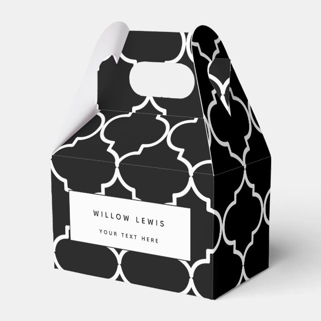 Caja Para Regalos Patrón marroquí mediterráneo blanco y negro (Front Side)