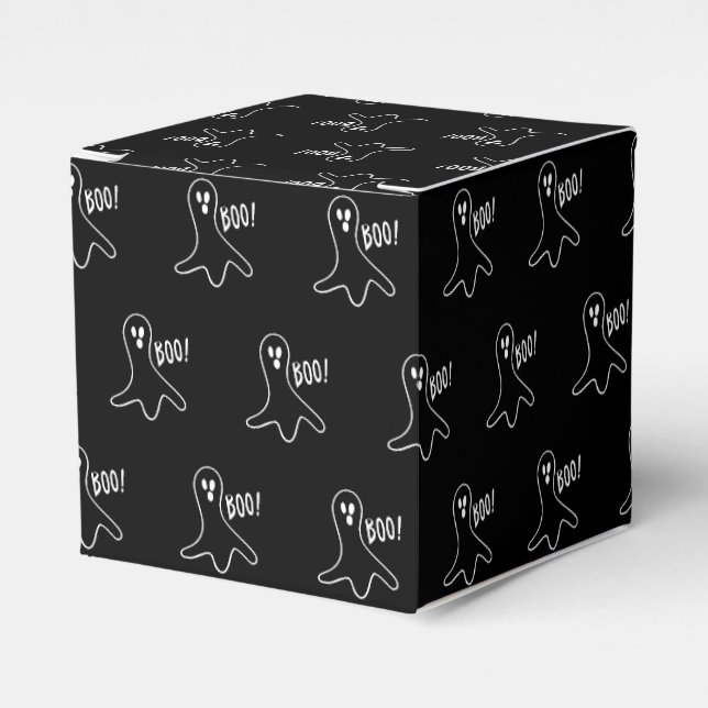 Caja Para Regalos Patrón negro y blanco de Halloween (Costado Anverso)