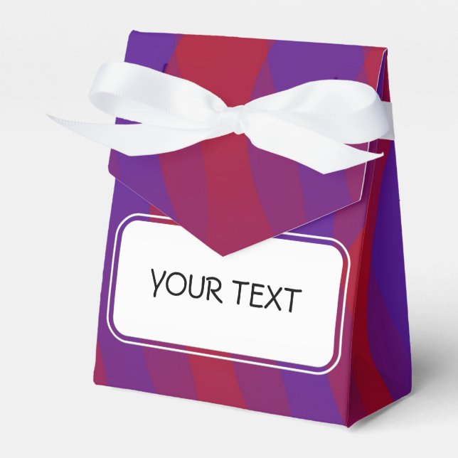 Caja Para Regalos Patrón - ondas violetas rojas + tu texto (Front Side)