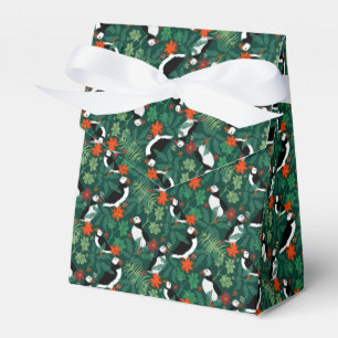 Caja Para Regalos Patrón Puffin Verde