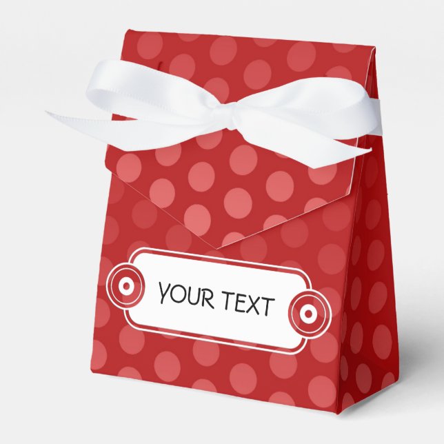 Caja Para Regalos Patrón - puntos rojos - botón blanco + tu texto (Front Side)