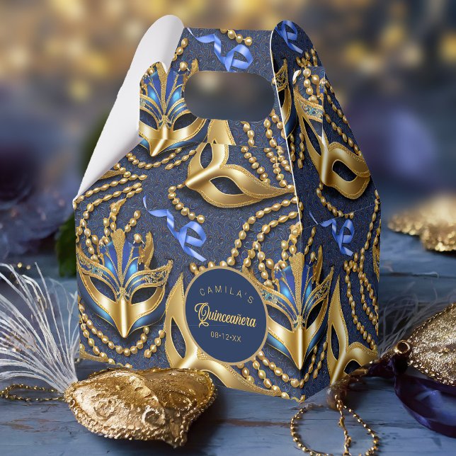 Caja Para Regalos Patrón quinceanera de mascarada Gold ID1031 (Subido por el creador)