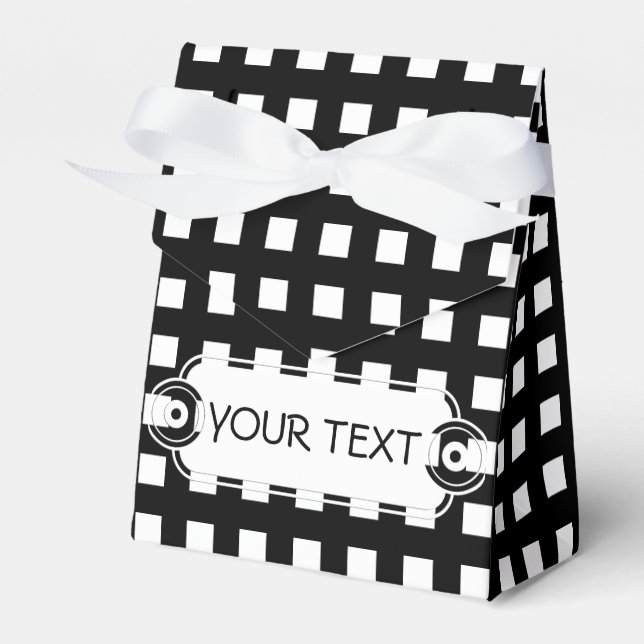 Caja Para Regalos Patrón - rayas - negro + tu texto y fondo. (Front Side)