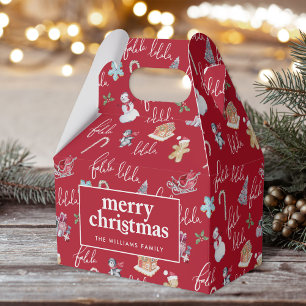 Caja Para Regalos Patrón rojo, blanco y festivo de los navidades