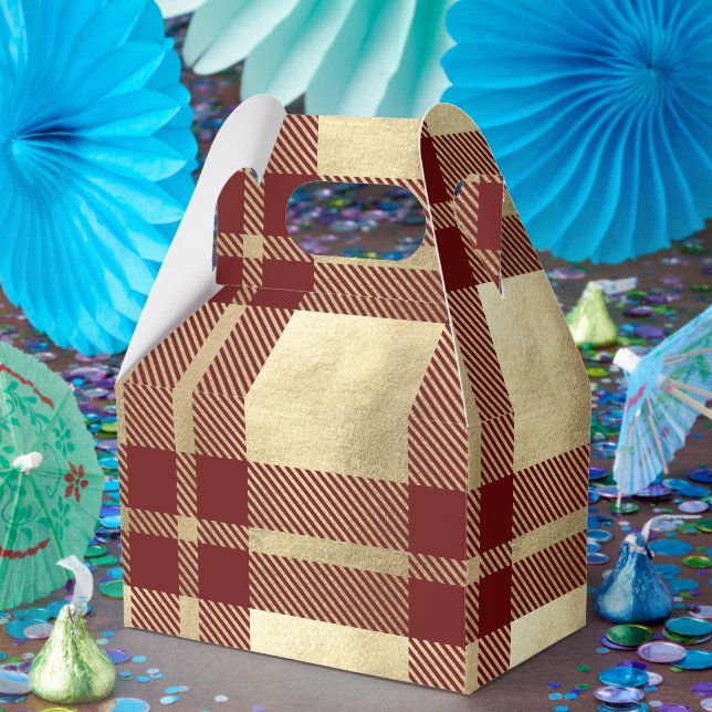Caja Para Regalos Patrón rojo y dorado (Fiesta)